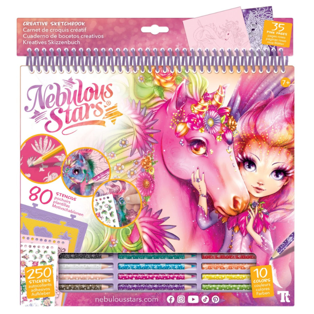 Nebulous Stars Horses - Large Creative Sketchbook - Pink - Lilyaz & Viviaz - STEAM Kids Brisbane