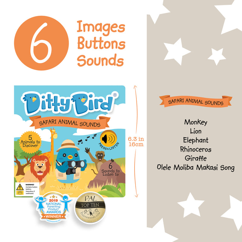 Ditty Bird Safari Animal Sounds Board Book - STEAM Kids Brisbane