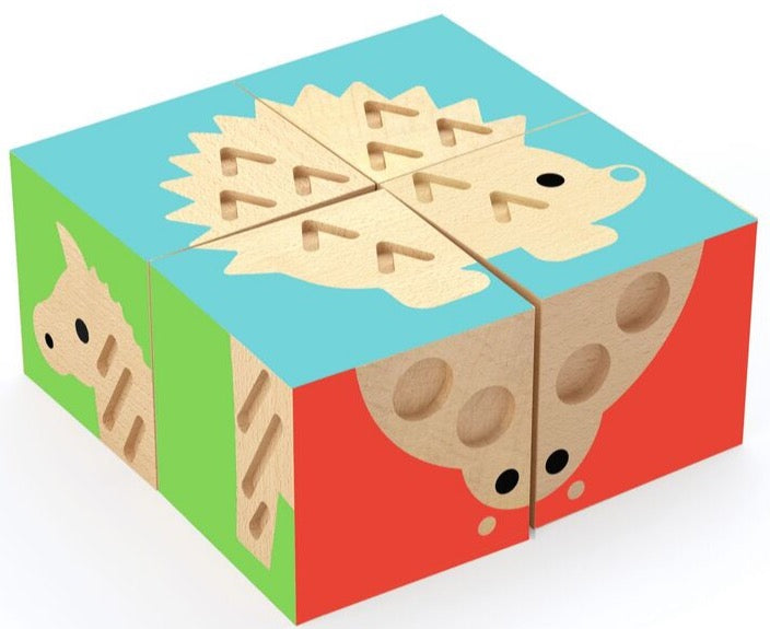 Touch Basic Wooden Cubes | Djeco - STEAM Kids Brisbane