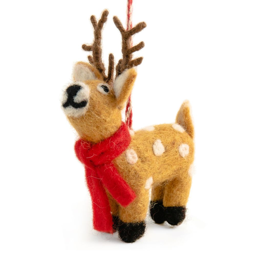 Handmade Reindeer Reagan Christmas Decoration | 100% NZ Felted Wool - STEAM Kids Brisbane