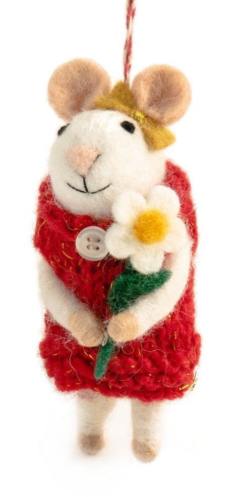 Handmade Melody the Mouse Christmas Decoration | 100% NZ Felted Wool - STEAM Kids Brisbane