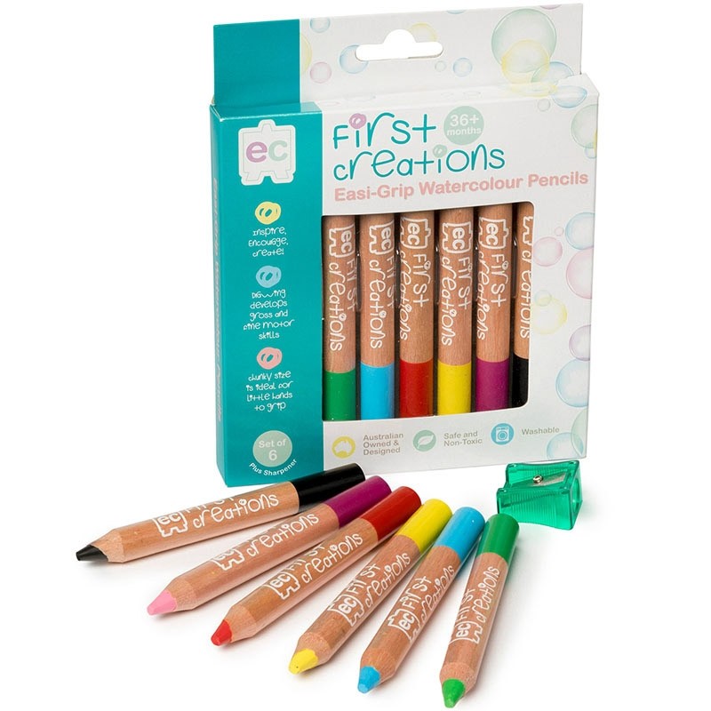 EC First Creations Easi-Grip Watercolour Pencil  Set of 6 - STEAM Kids Brisbane