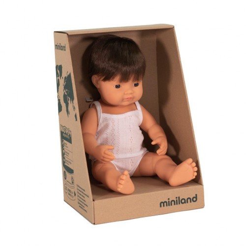 Miniland 38cm Anatomically Correct Doll - Caucasian Boy, Brunette, 38 cm - STEAM Kids Brisbane