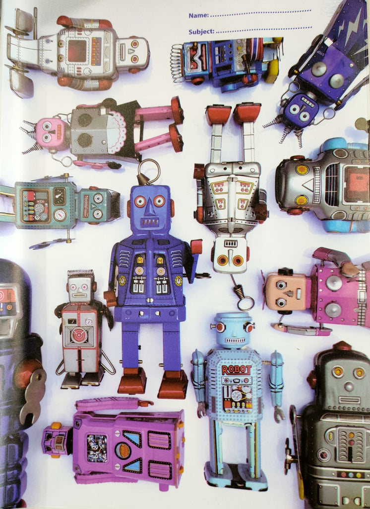 Spencil A4 Bookcover - Tin Robots - STEAM Kids Brisbane