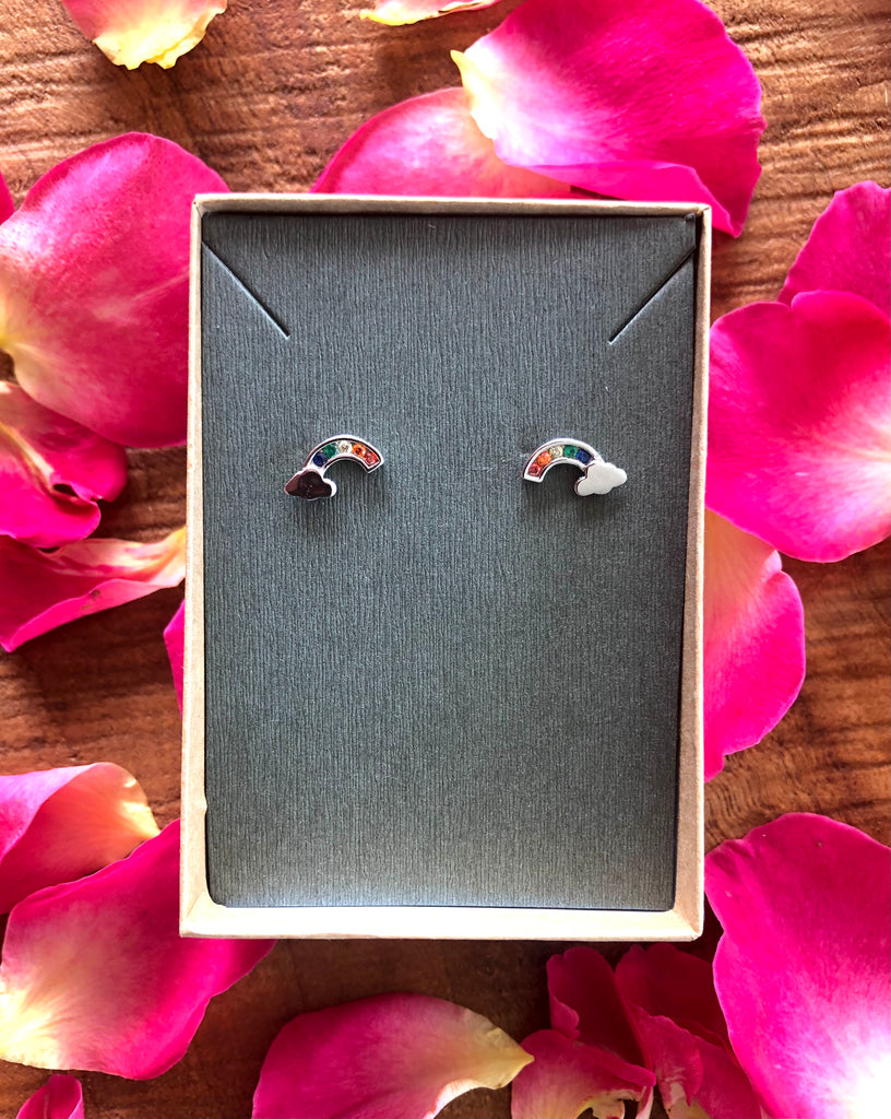 Petite Rainbow Zircon Silver Stud Earrings | Sterling Silver Jewellery - STEAM Kids Brisbane