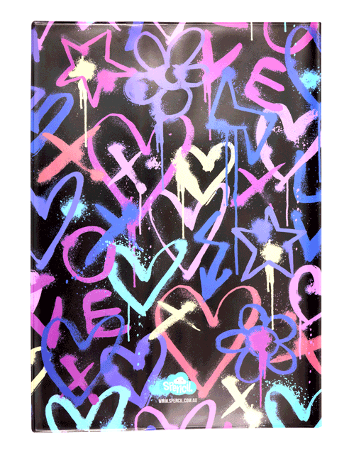 Spencil A4 Bookcover - Hearts & Crosses | Book Cover A4 Exercise Book Size - STEAM Kids Brisbane