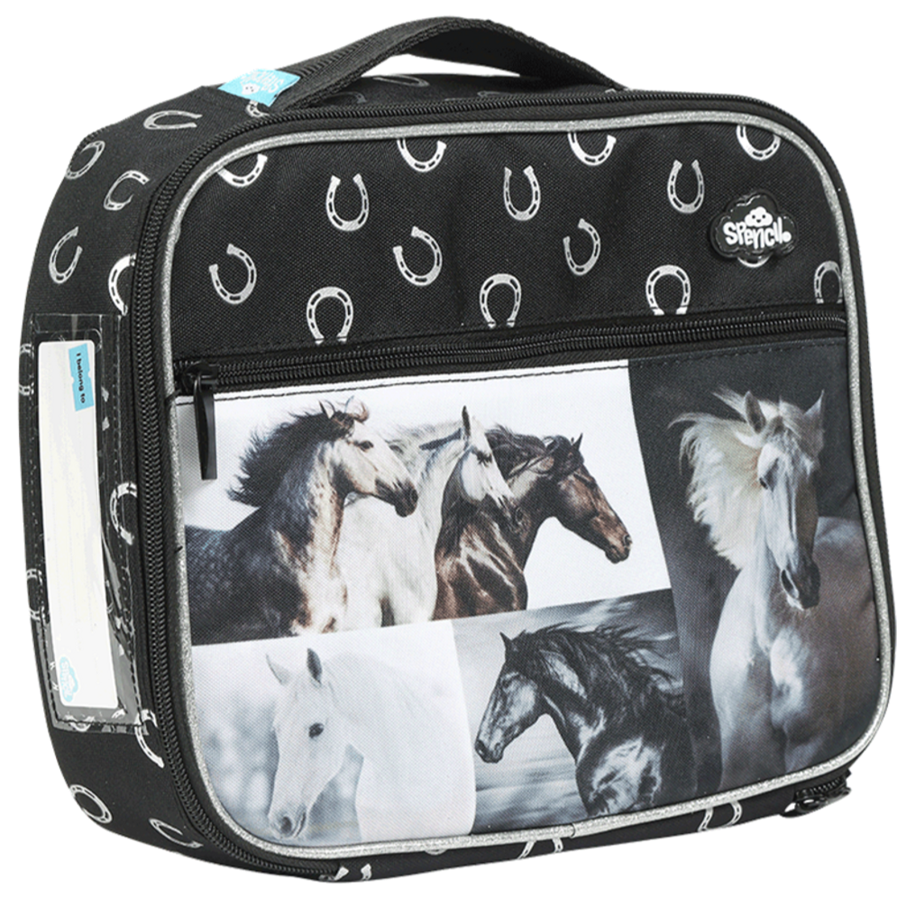 Spencil Big Cooler Lunch Bag | Black & White Horses | Insulated Lunch Box - STEAM Kids Brisbane