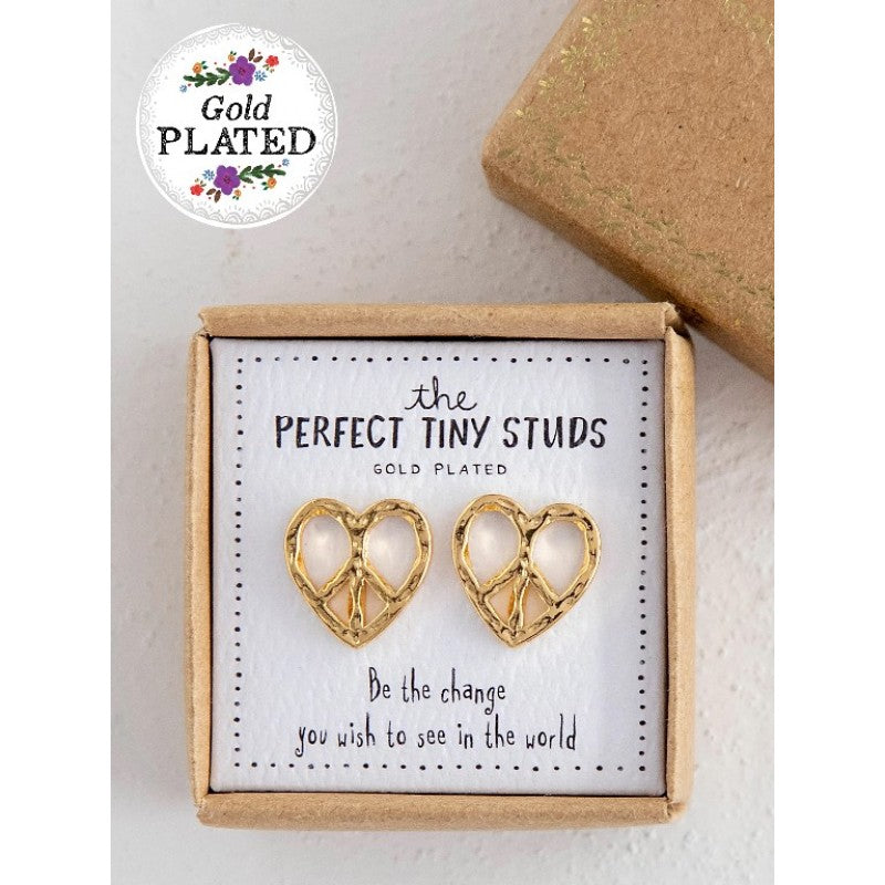 Perfect Tiny Studs | Peace Heart (Gold Plated) | Natural Life - STEAM Kids Brisbane