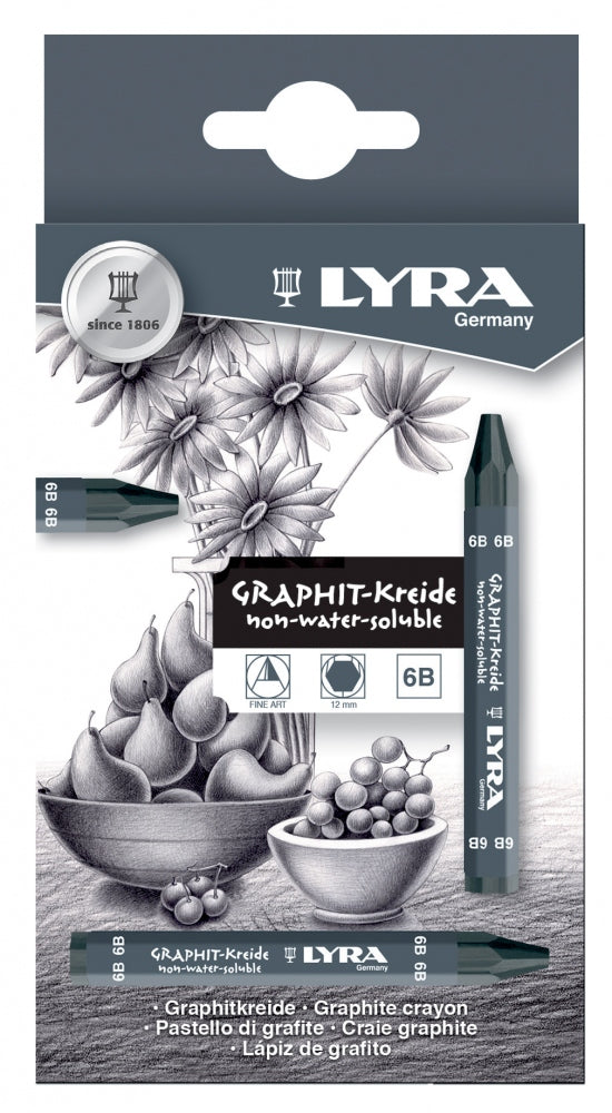 Lyra Thick Graphite Crayons | 6B | Box of 12 - STEAM Kids Brisbane