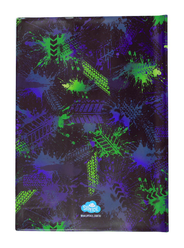 Spencil A4 Bookcover - Mega Wheels 2 | Book Cover A4 Exercise Book Size - STEAM Kids Brisbane