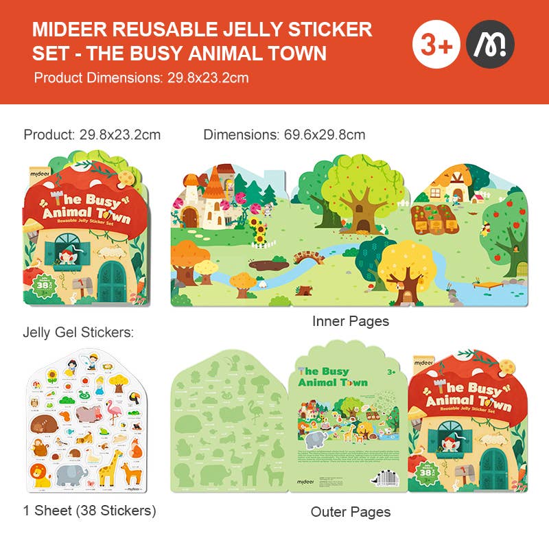 Mideer Reusable Jelly Sticker Set-The Busy Animal Town - STEAM Kids Brisbane