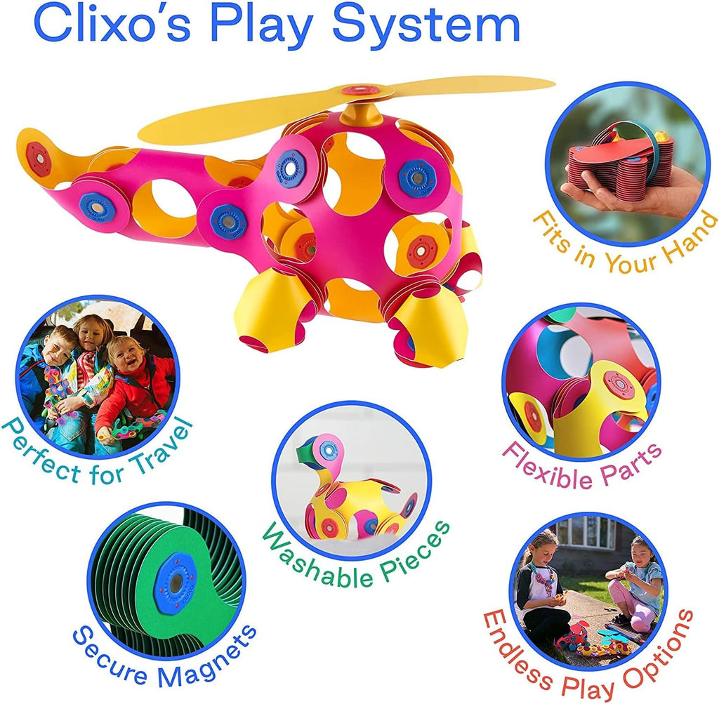 Clixo Crew Pack | Yellow + Pink 30 Piece Pack - STEAM Kids Brisbane