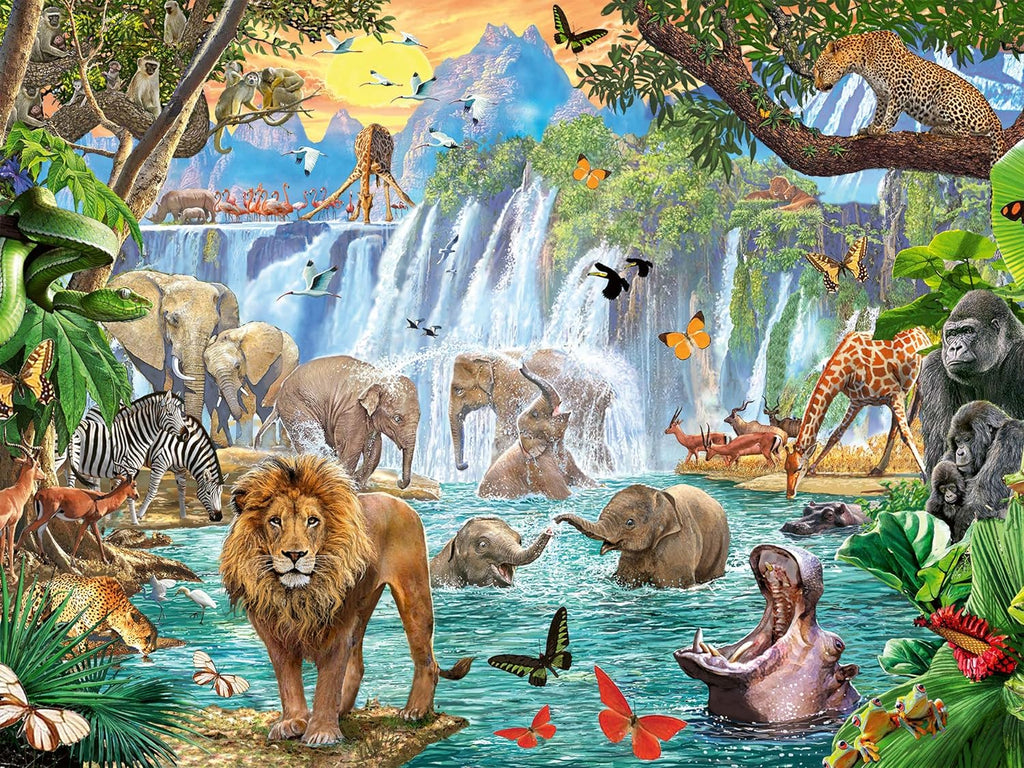 Ravensburger 1500 Piece Puzzle | Waterfall Safari - STEAM Kids Brisbane