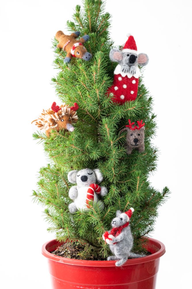 Handmade Bear Panda Christmas Decoration | 100% NZ Felted Wool - STEAM Kids Brisbane