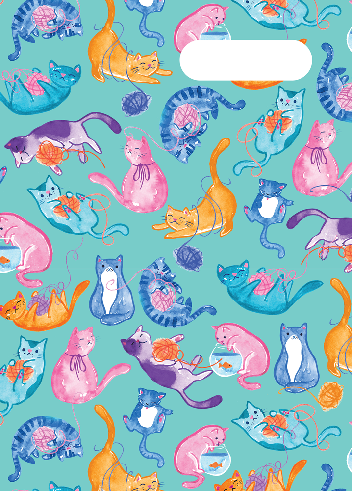 Spencil A4 Bookcover - Crazy Cats | Book Cover A4 Exercise Book Size - STEAM Kids Brisbane