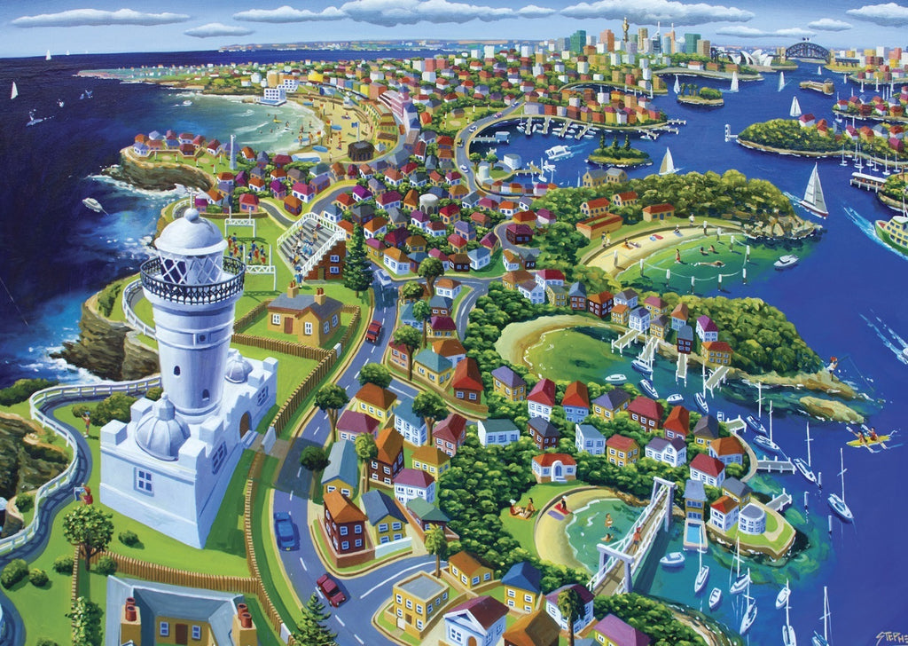 Blue Opal - Macquarie Lighthouse | 1000 Piece Jigsaw Puzzle (Small Box) - STEAM Kids Brisbane