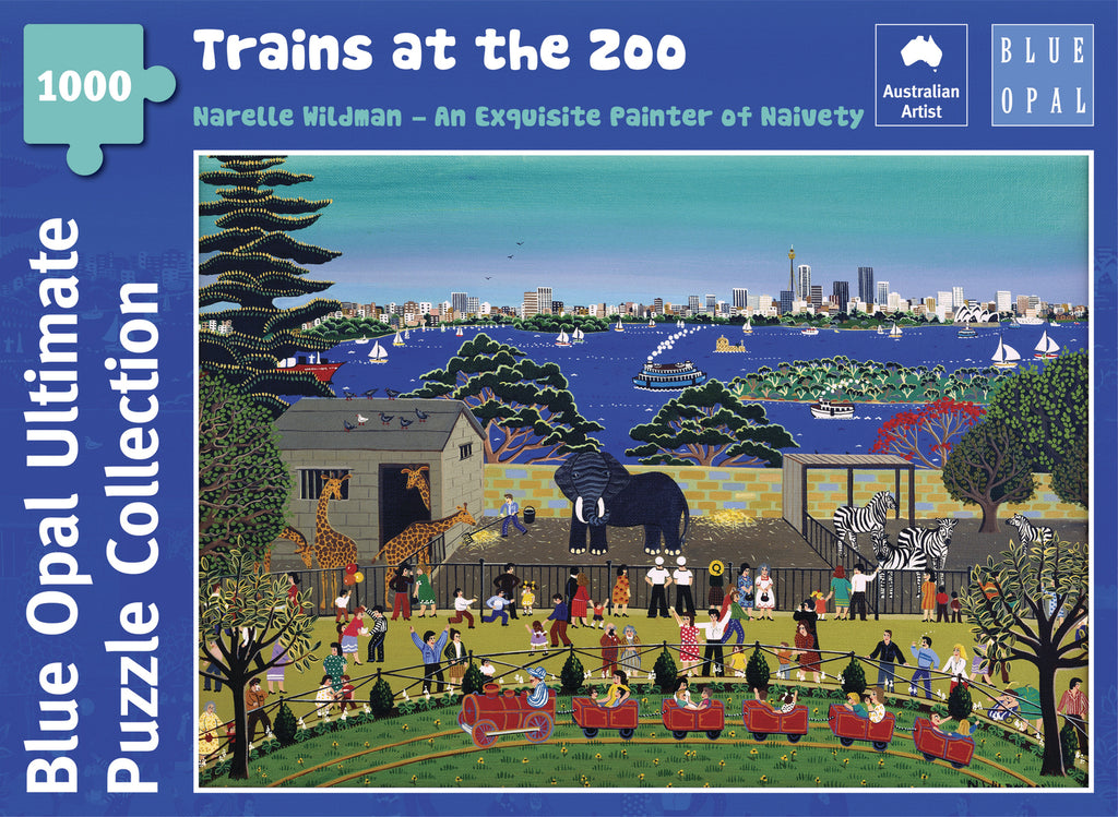 Blue Opal - Trains at the Zoo | 1000 Piece Jigsaw Puzzle - STEAM Kids Brisbane