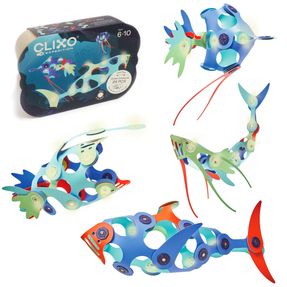 Clixo Ocean Creatures Pack – 24-Piece Magnetic STEM Sea Creatures - STEAM Kids Brisbane