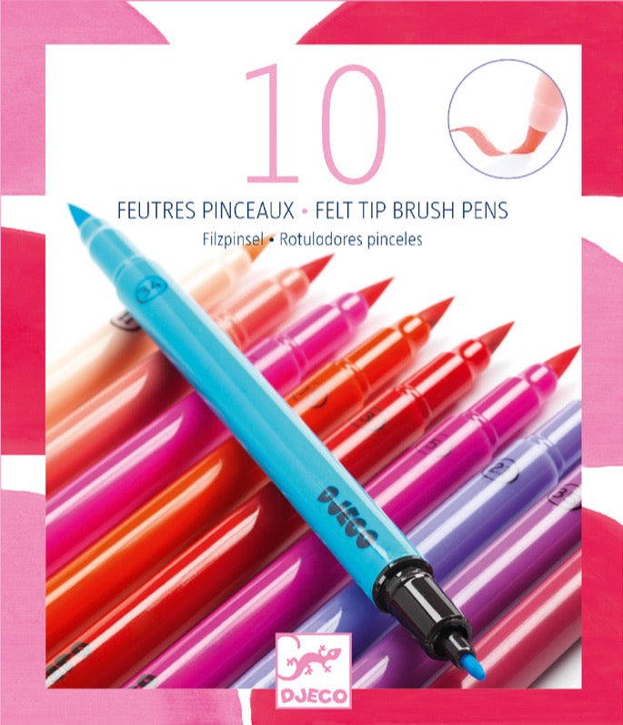 10 Double Tipped Felt Brushes in Pinks | Djeco - STEAM Kids Brisbane