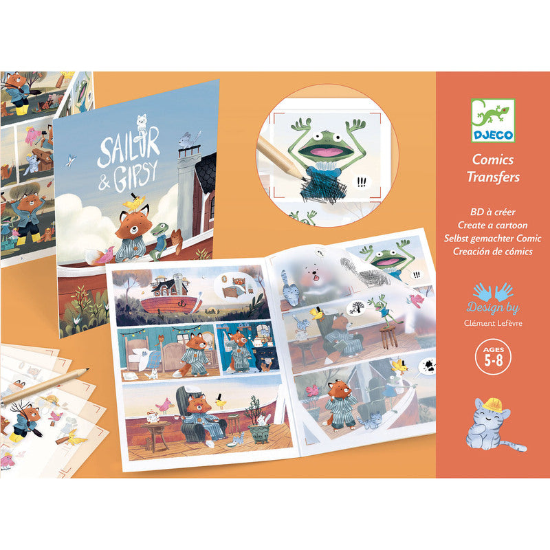 Sailor & Gipsy Comic Transfers - Create a Cartoon Kit | Djeco - STEAM Kids Brisbane