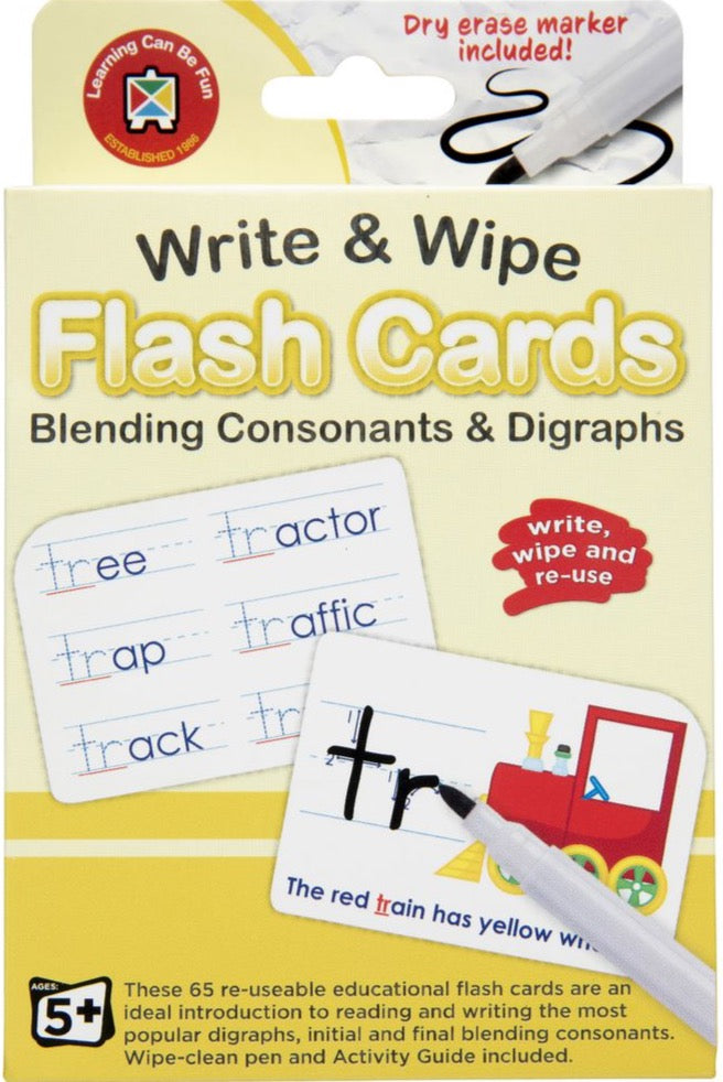 Write & Wipe Flash Cards | Blend Consonants & Digraphs - STEAM Kids Brisbane