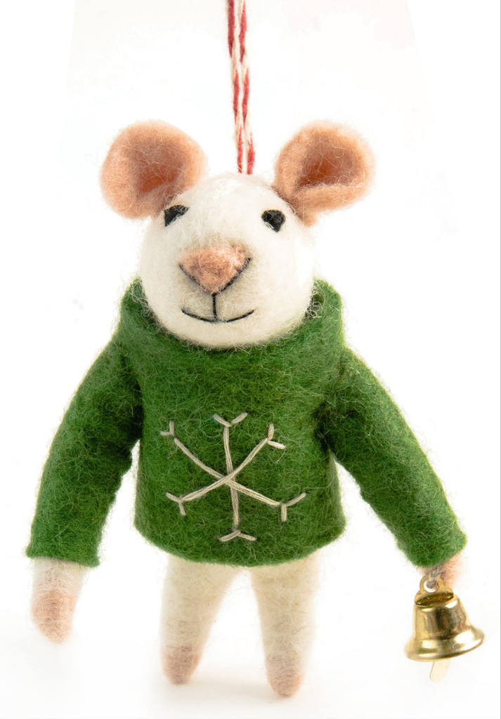 Handmade Mia the Mouse Christmas Decoration | 100% NZ Felted Wool - STEAM Kids Brisbane