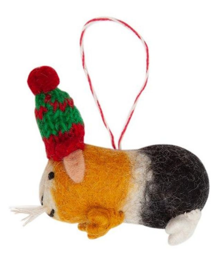 Handmade Guinea Pig Giles Christmas Decoration | 100% NZ Felted Wool - STEAM Kids Brisbane