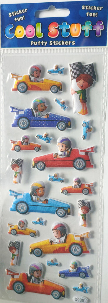 Race Cars Puffy Stickers - STEAM Kids Brisbane