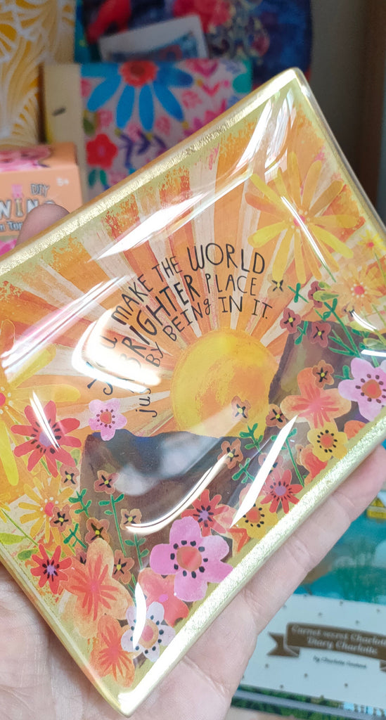 Glass Trinket Yellow Tray - You Make The World | Natural Life - STEAM Kids Brisbane