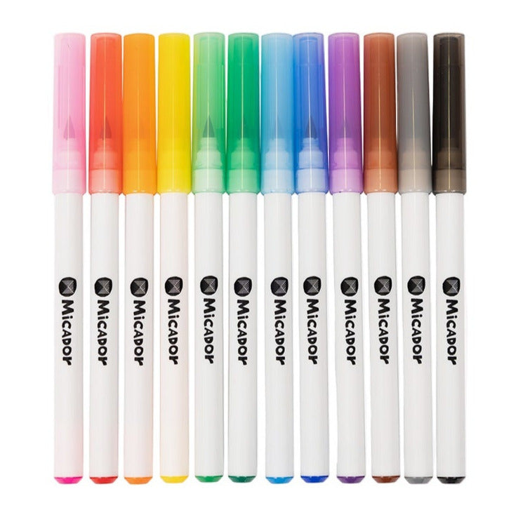 Micador Watercolour Brush Markers 12 Pack - STEAM Kids Brisbane