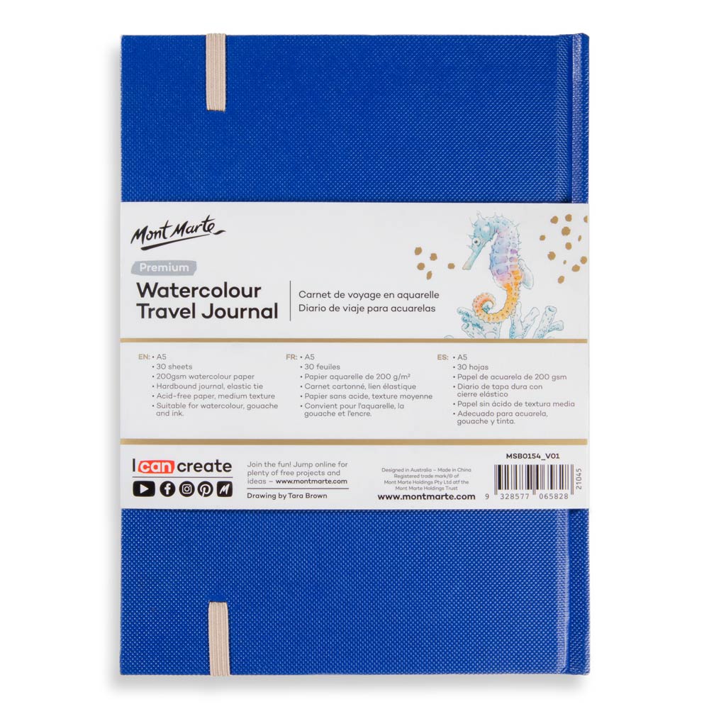 Watercolour Travel Journal Premium A5 30 Sheets 200gsm | Mont Marte - STEAM Kids Brisbane
