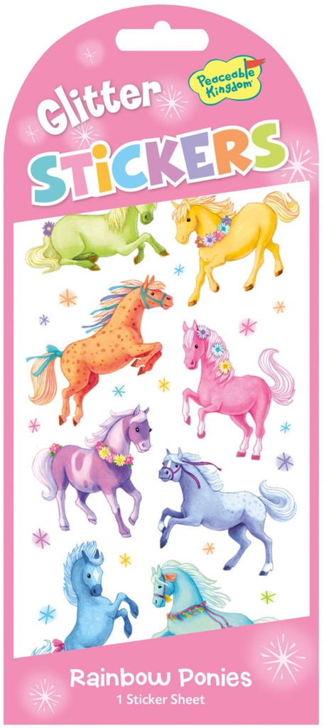 Peaceable Kingdom - Glitter Rainbow Ponies Stickers | Glitter Stickers - STEAM Kids Brisbane