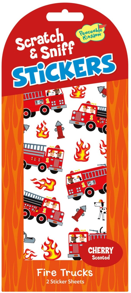 Peaceable Kingdom - Fire Trucks Stickers | Cherry Scented Scratch & Sniff Stickers - STEAM Kids Brisbane
