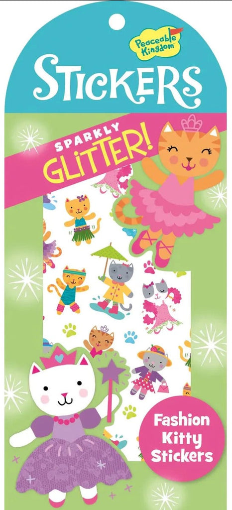 Peaceable Kingdom - Glitter Fashion Kitty Stickers | Glitter Stickers - STEAM Kids Brisbane