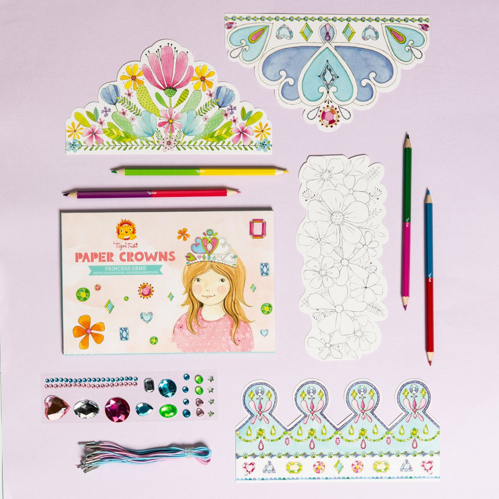 Tiger Tribe Paper Crowns Kit – Princess Gems DIY Craft - STEAM Kids Brisbane