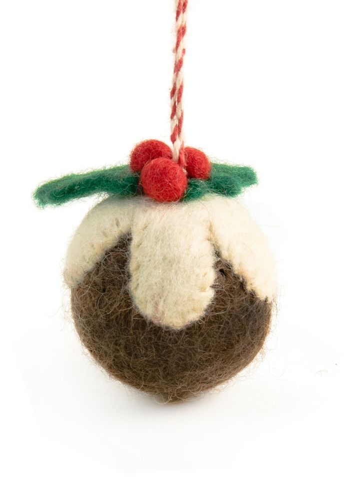 Handmade Figgy Pudding Christmas Decoration | 100% NZ Felted Wool - STEAM Kids Brisbane