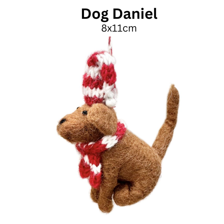 Handmade Dog Daniel Christmas Decoration | 100% NZ Felted Wool - STEAM Kids Brisbane