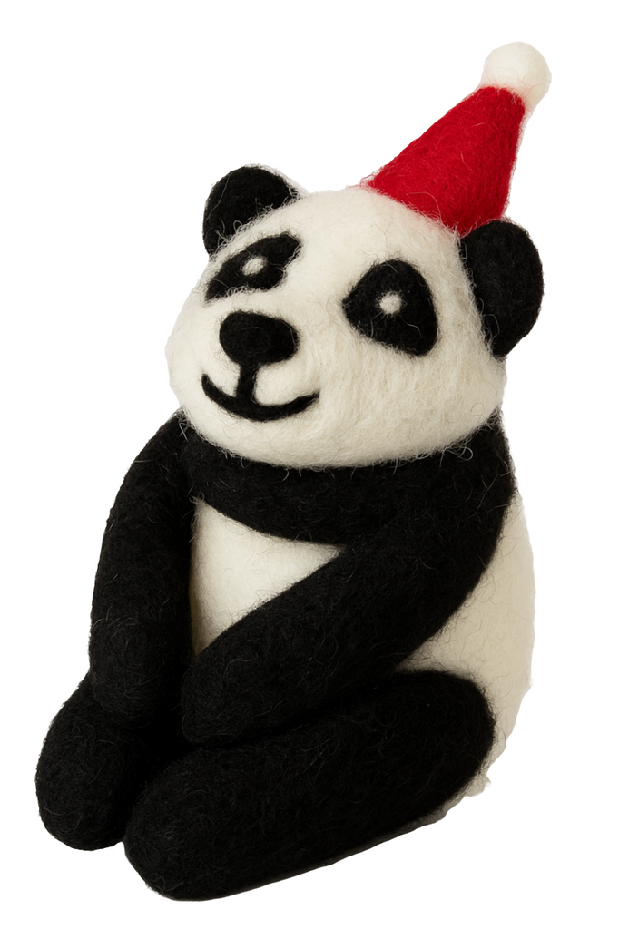 Handmade Bear Panda Christmas Decoration | 100% NZ Felted Wool - STEAM Kids Brisbane