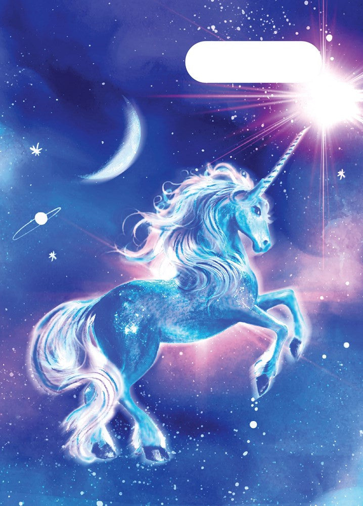 Spencil A4 Bookcover - Moonlit Unicorn | Book Cover A4 Exercise Book Size - STEAM Kids Brisbane