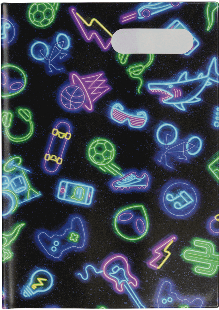 Spencil A4 Bookcover - Neon Life 1 | Book Cover A4 Exercise Book Size - STEAM Kids Brisbane
