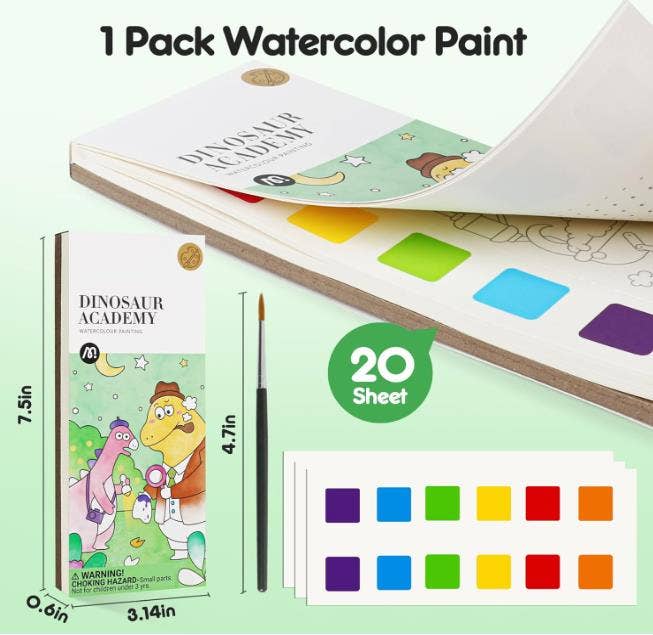 Mideer Dinosaur Academy Watercolour Painting Pad - STEAM Kids Brisbane