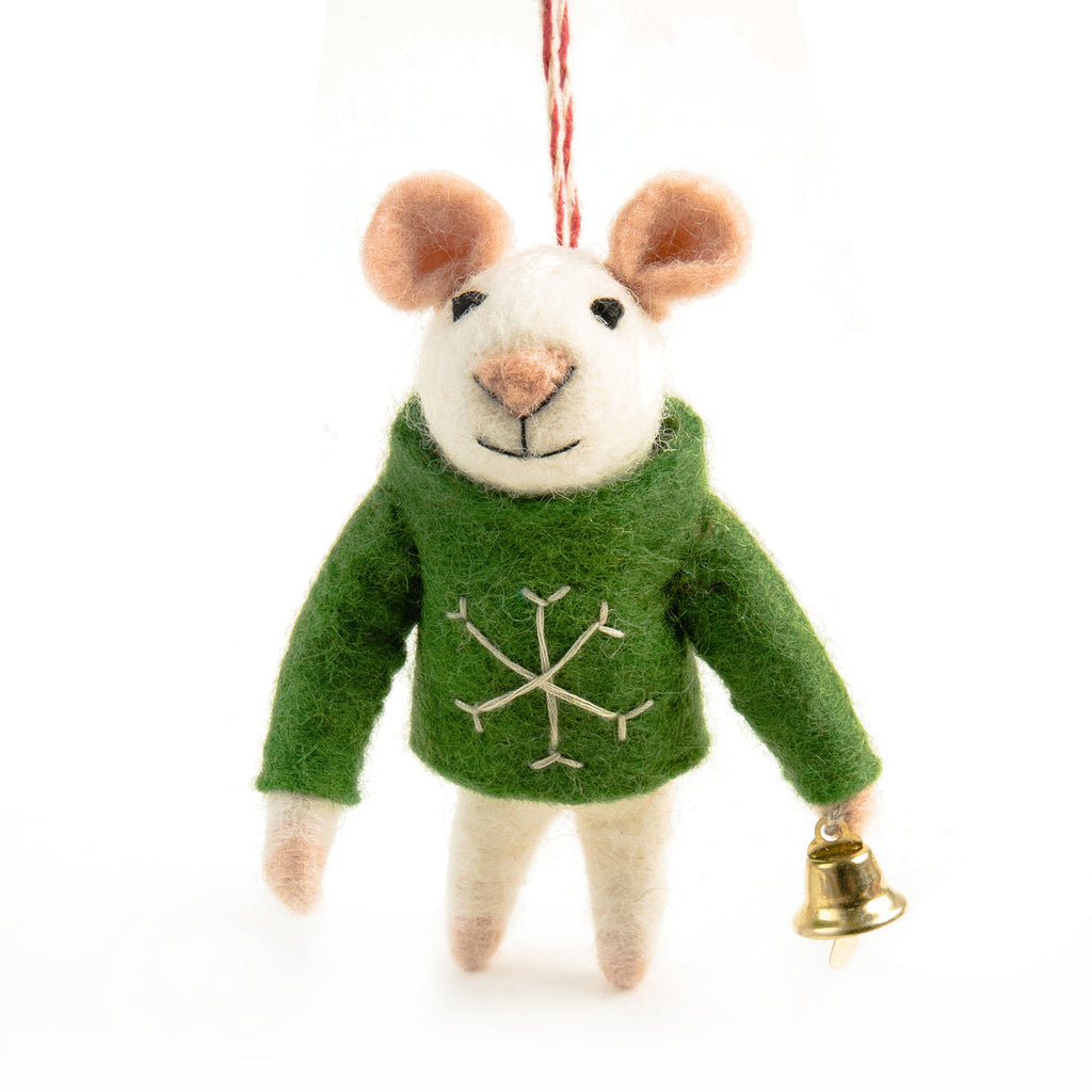 Handmade Mia the Mouse Christmas Decoration | 100% NZ Felted Wool - STEAM Kids Brisbane