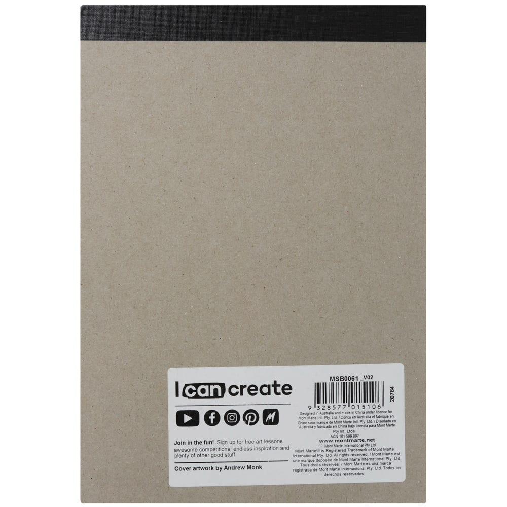 Black Paper Sketch Pad - A5 25 sheets 140gsm | Mont Marte - STEAM Kids Brisbane
