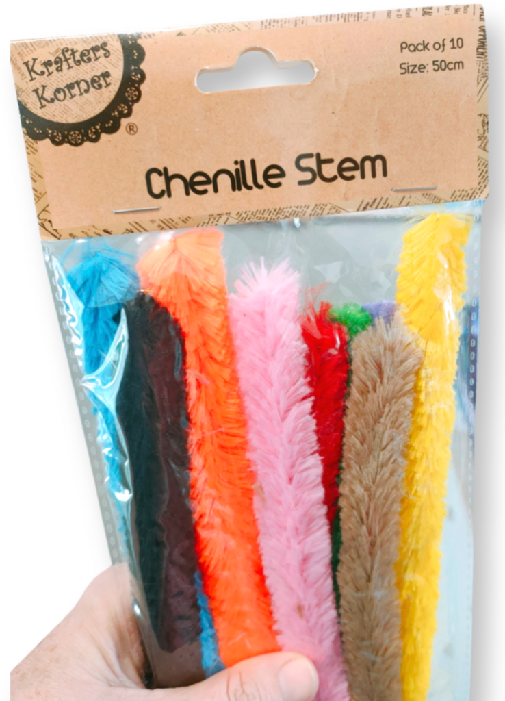 50 cm Chenille Stems | Pipe Cleaners - Pack of 10 | Krafters Korner - STEAM Kids Brisbane