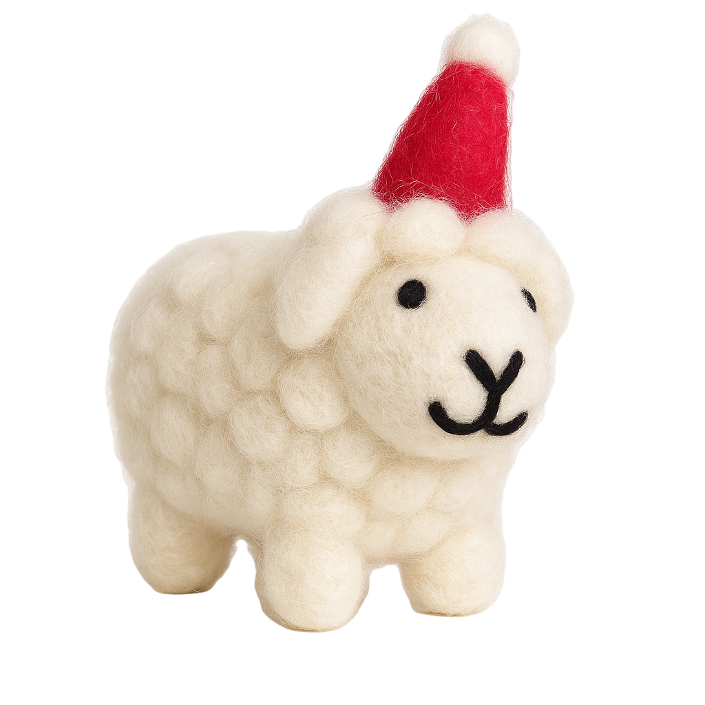 Handmade White Sheep Christmas Decoration | 100% NZ Felted Wool - STEAM Kids Brisbane