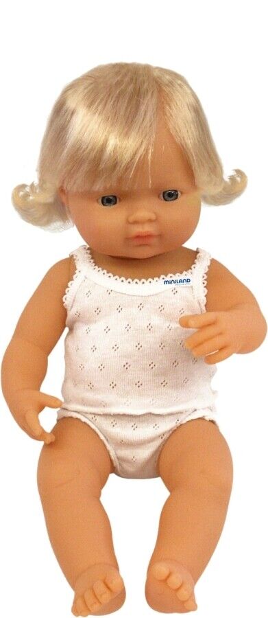 Miniland Anatomically Correct Doll | Caucasian Blonde Girl, 38 cm - STEAM Kids Brisbane