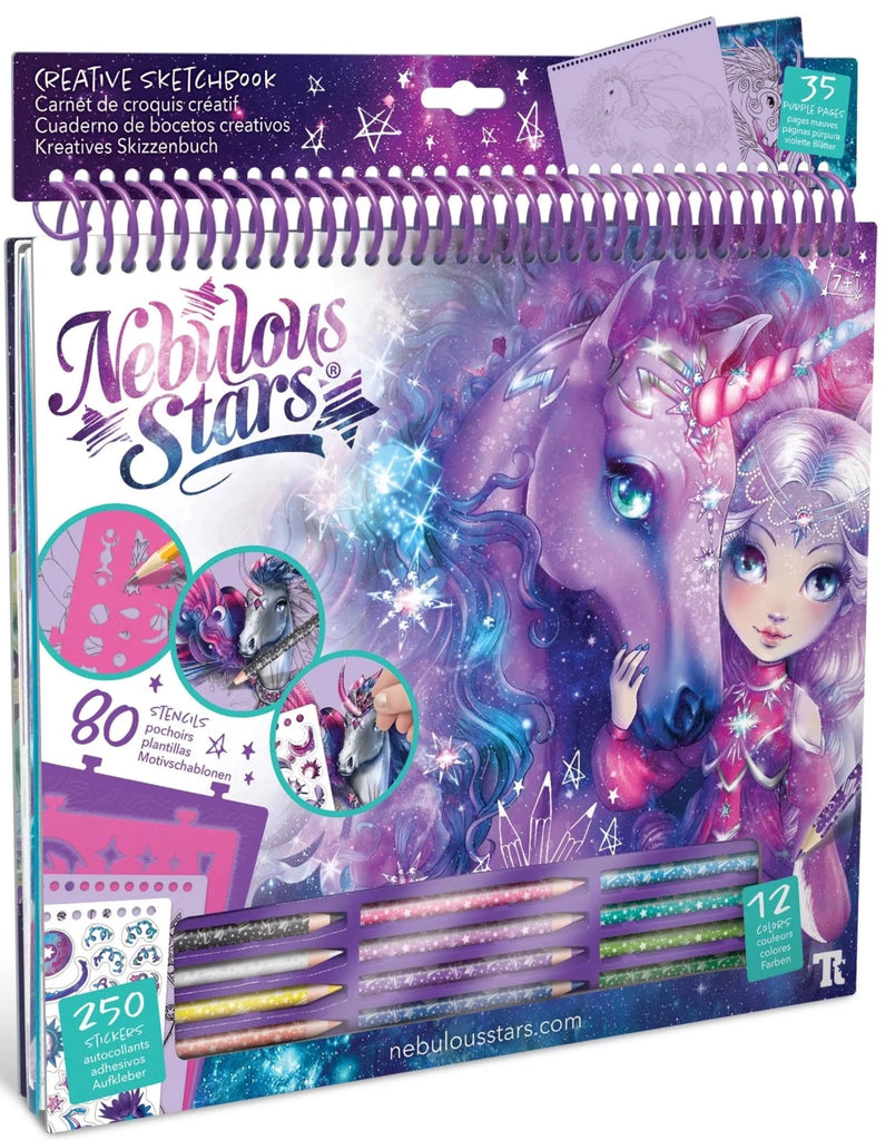 Nebulous Stars Fantasy Horses - Large Creative Sketchbook - Firiaz & Daliaz - Purple - STEAM Kids Brisbane