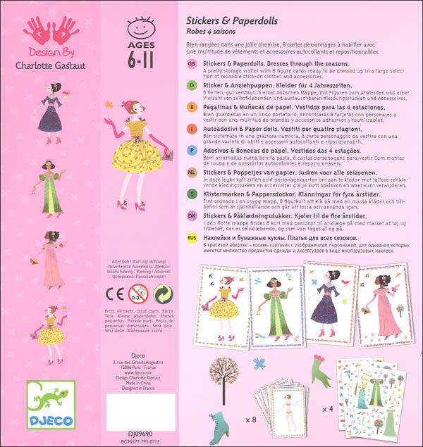 Djeco Paper Dolls and Stickers Dresses Through the Seasons - STEAM Kids 