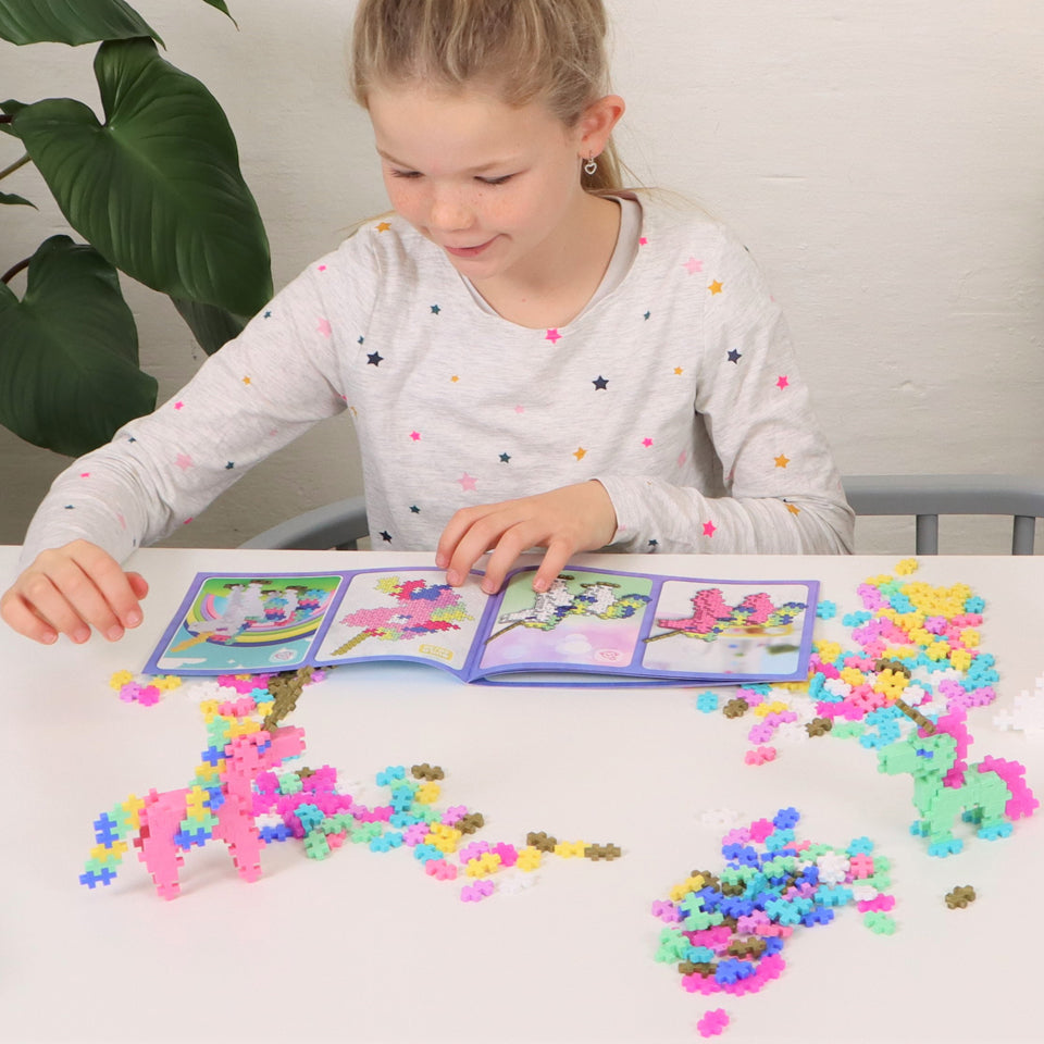 Plus Plus Mini | Learn to Build Unicorns | 275 Pieces + Baseplate - STEAM Kids Brisbane