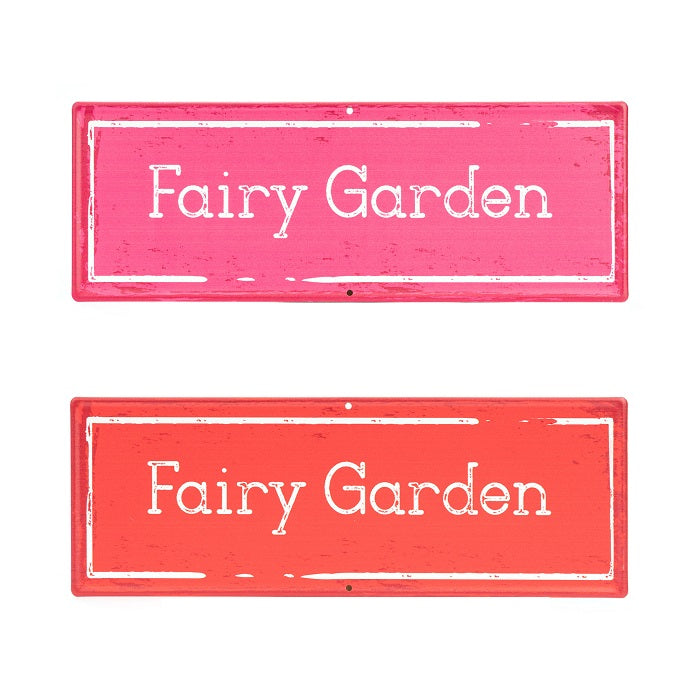 Red Fairy Garden Metal Sign | 36cm x 13cm - STEAM Kids 